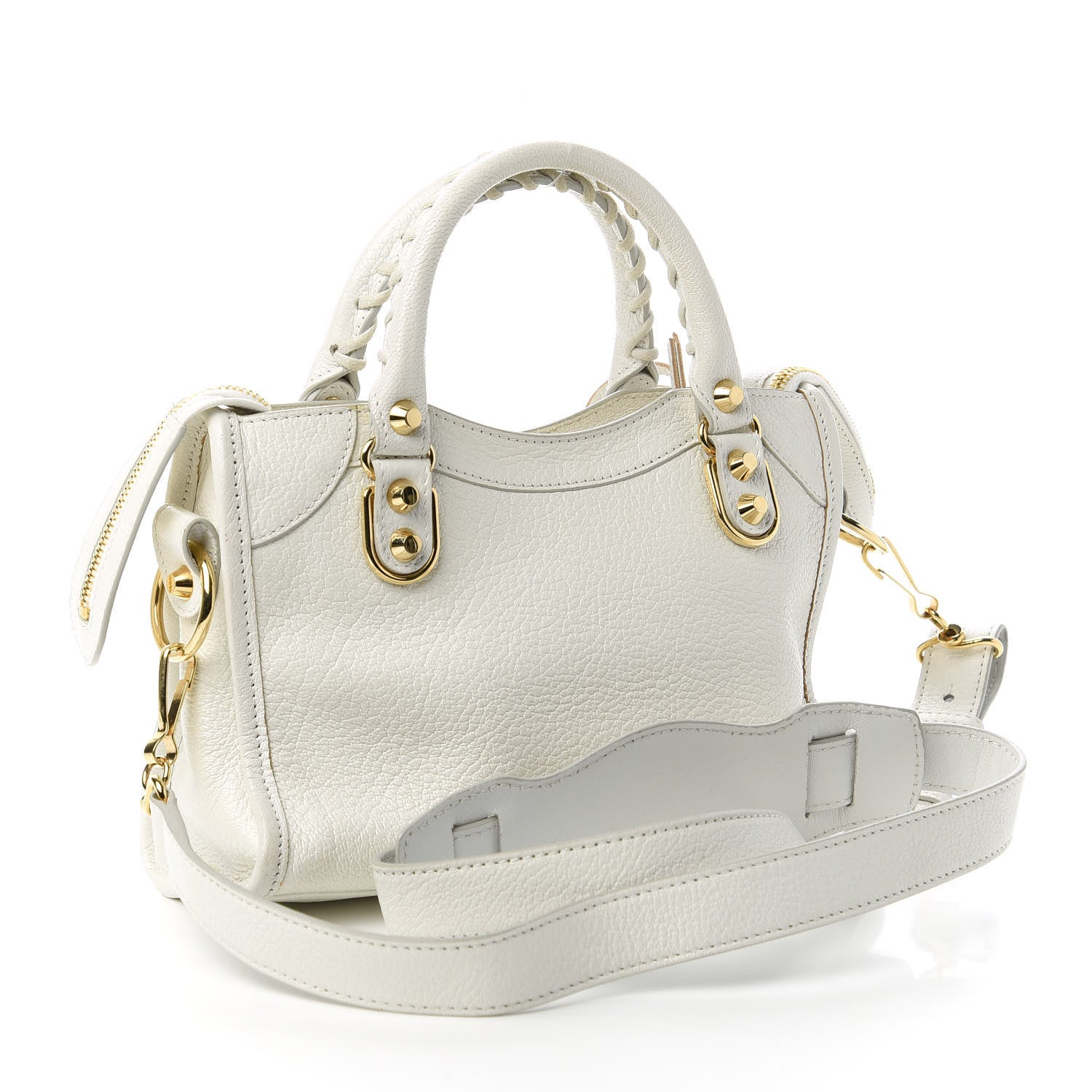 Balenciaga Chevre Gold Metallic Edge Hardware Mini City White 3 of 10