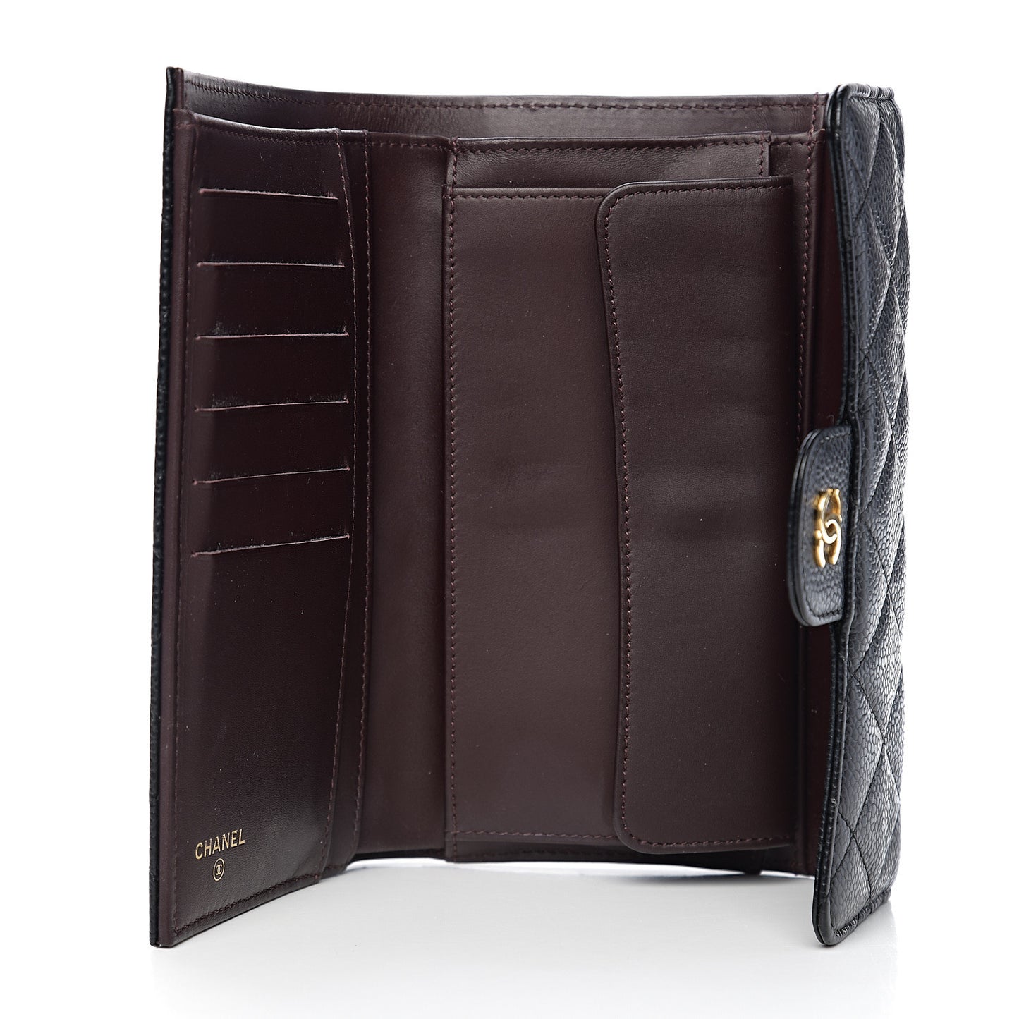 Caviar Quilted Large Flap Wallet Black