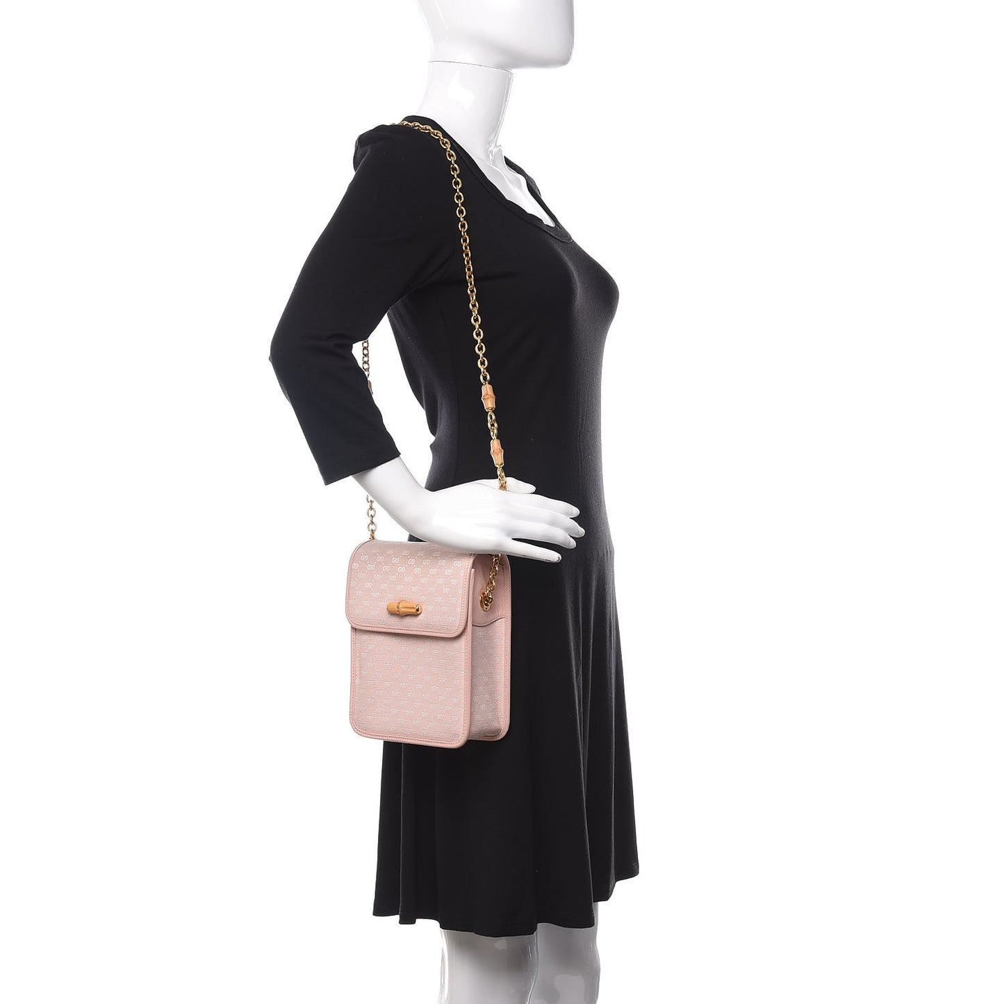 Monogram Bamboo Chain Shoulder Bag Light Pink
