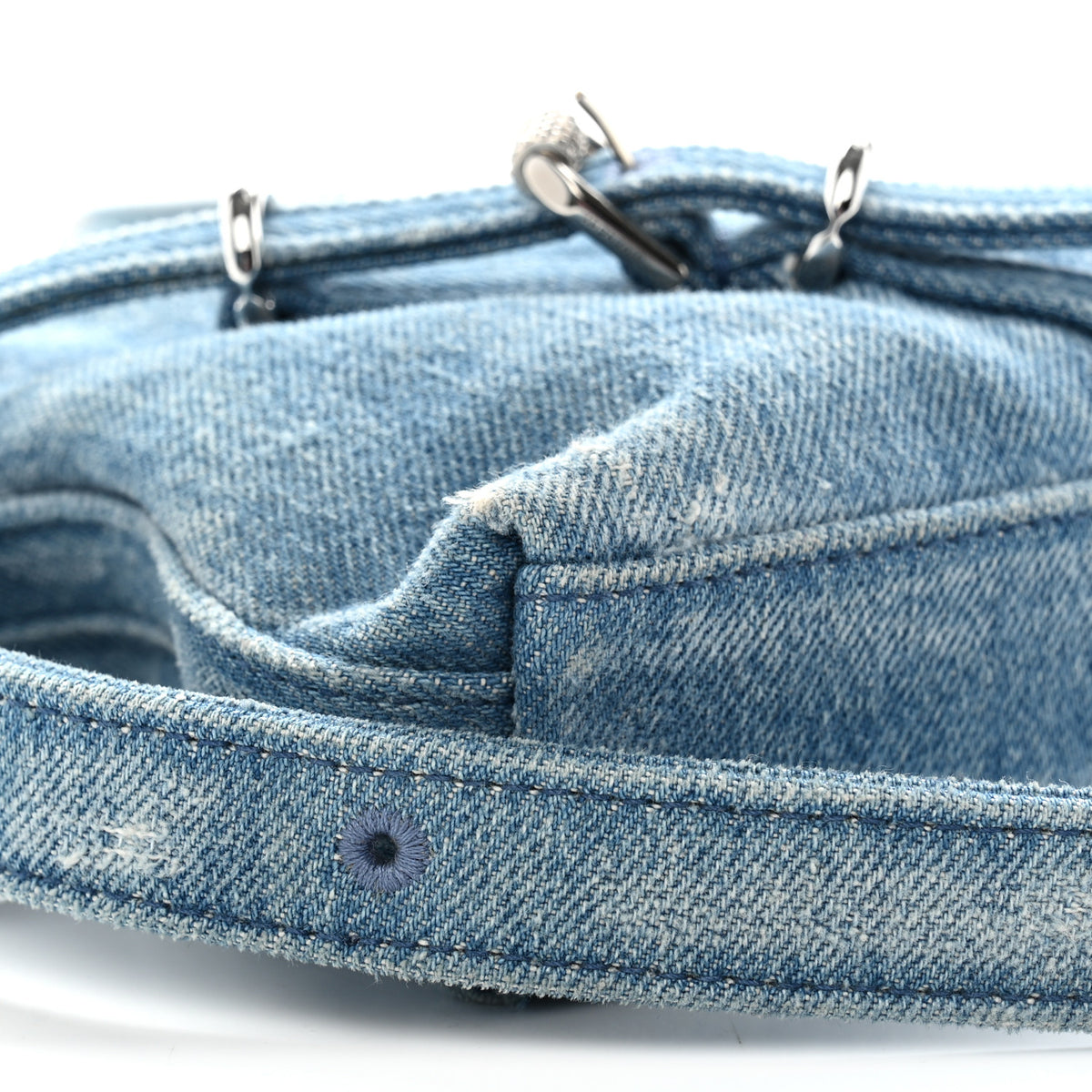Washed Denim Mini Voyou Boyfriend Party Bag Medium Blue