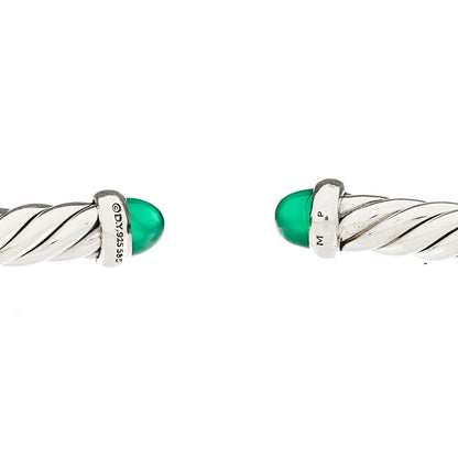 David Yurman Sterling Silver 14K Yellow Gold Green Onyx 4mm Cable Flex Bracelet 3 of 3