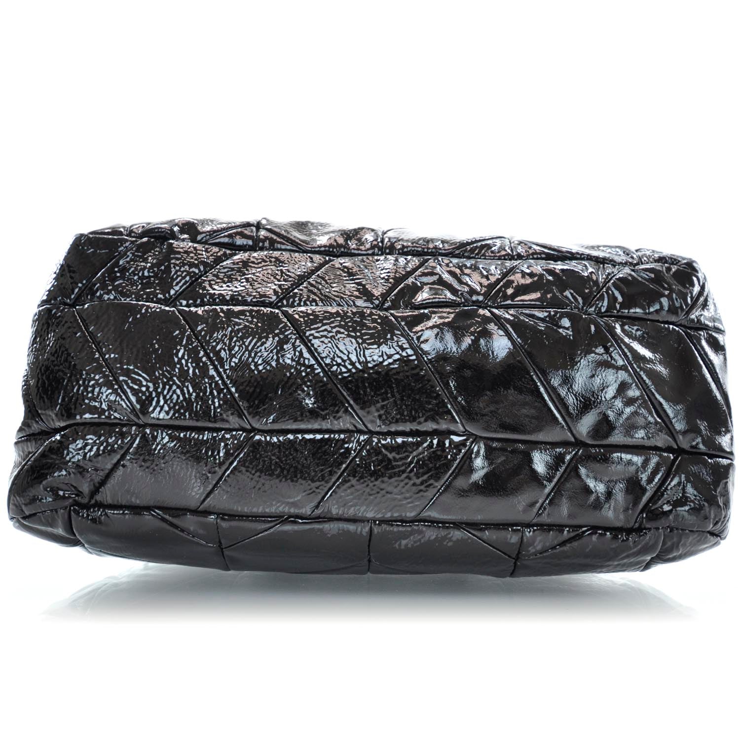 Prada Vernice Chevron Dome Satchel Black 7 of 10