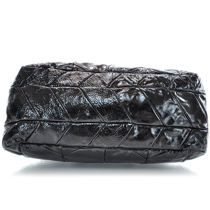 Prada Vernice Chevron Dome Satchel Black 7 of 10