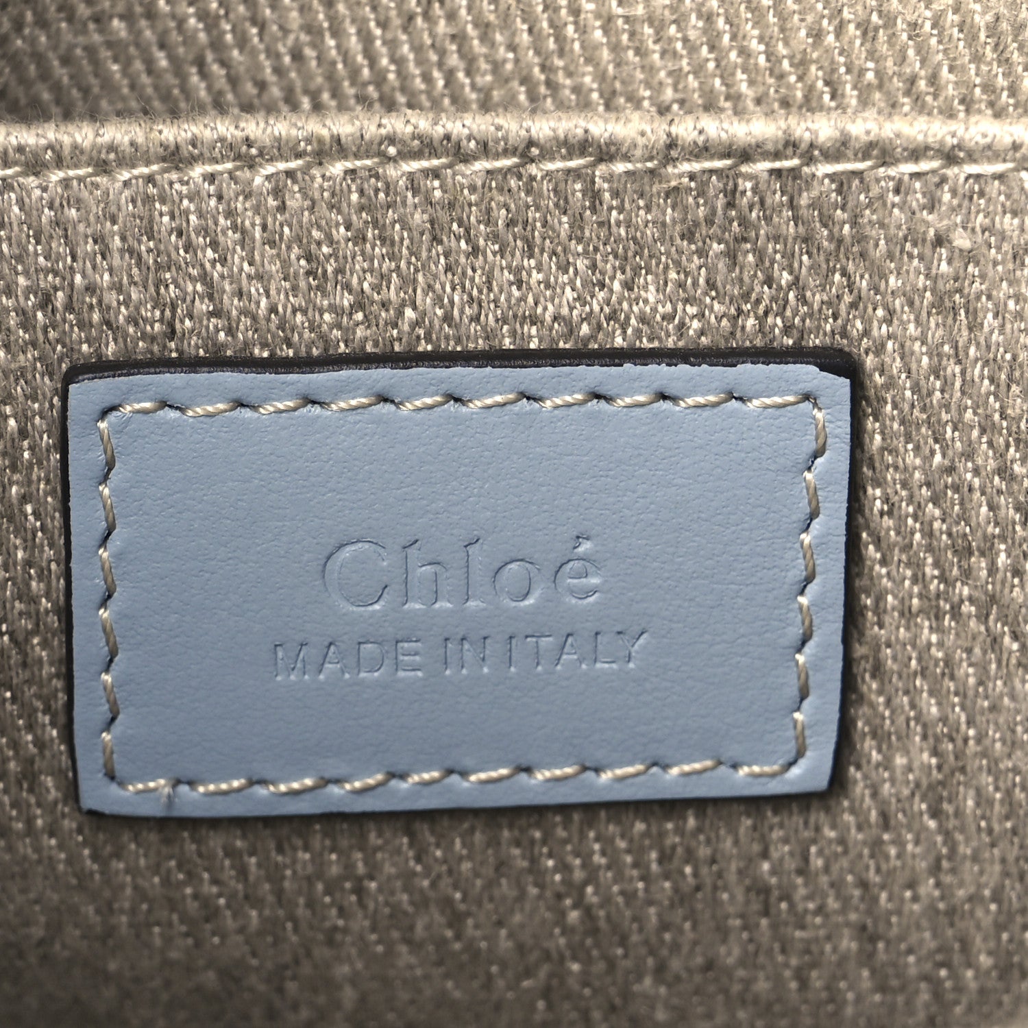 Chloe Cotton Calfskin Small Woody Ribbon Tote With Strap Light Blue 6 of 11