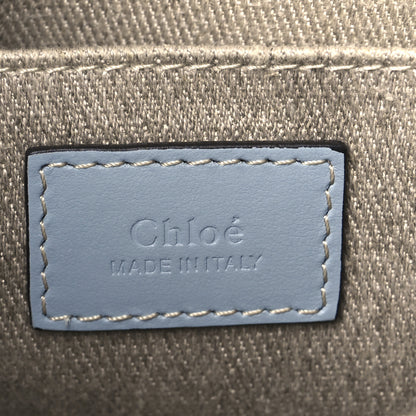 Chloe Cotton Calfskin Small Woody Ribbon Tote With Strap Light Blue 6 of 11