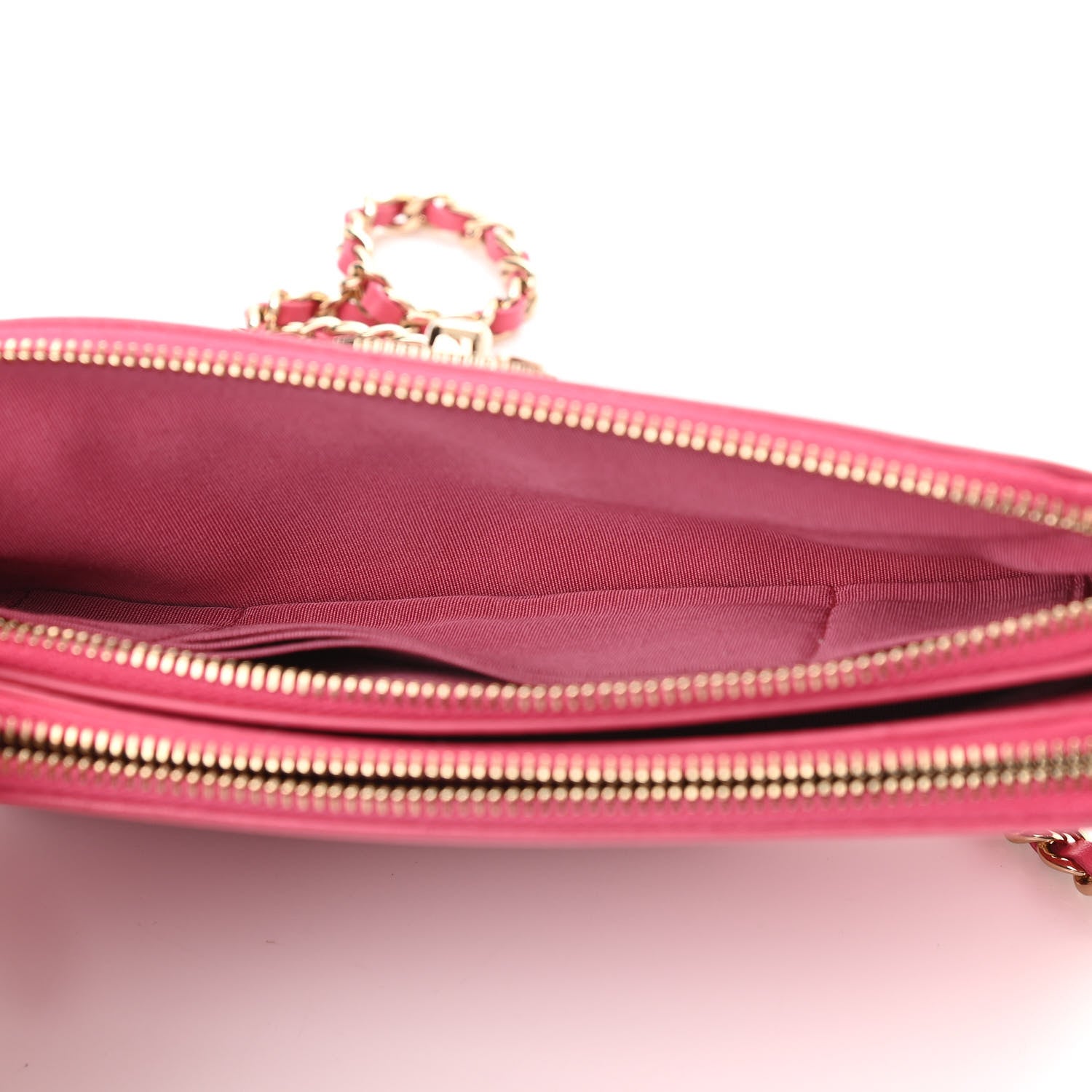 Chanel Metallic Sheepskin Quilted Small Vintage Mademoiselle Clutch With Chain Pink 5 of 13
