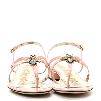 Gucci Patent Bee Thong Sandal 37.5 Perfect Pink 2 of 7