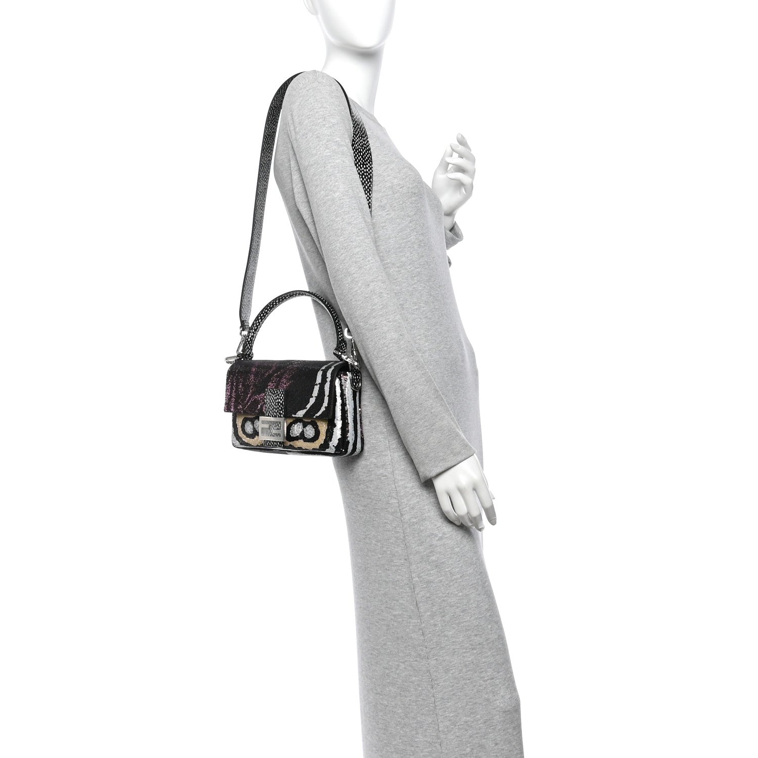 Fendi Night Butterfly Sequin Baguette Black Multicolor 2 of 9