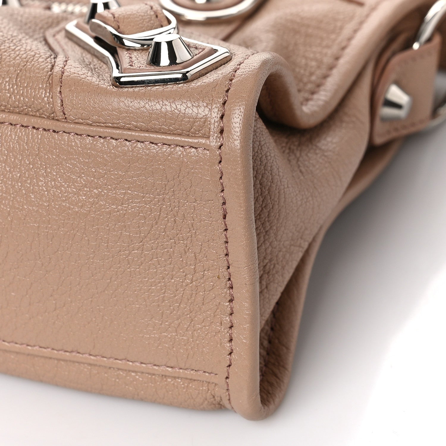 Balenciaga Shiny Goatskin Silver Metallic Edge Hardware Mini City Rose Des Sables 8 of 8