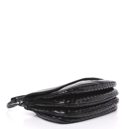 Bottega Veneta Patent Goatskin Intrecciato Shoulder Bag Black 3 of 10