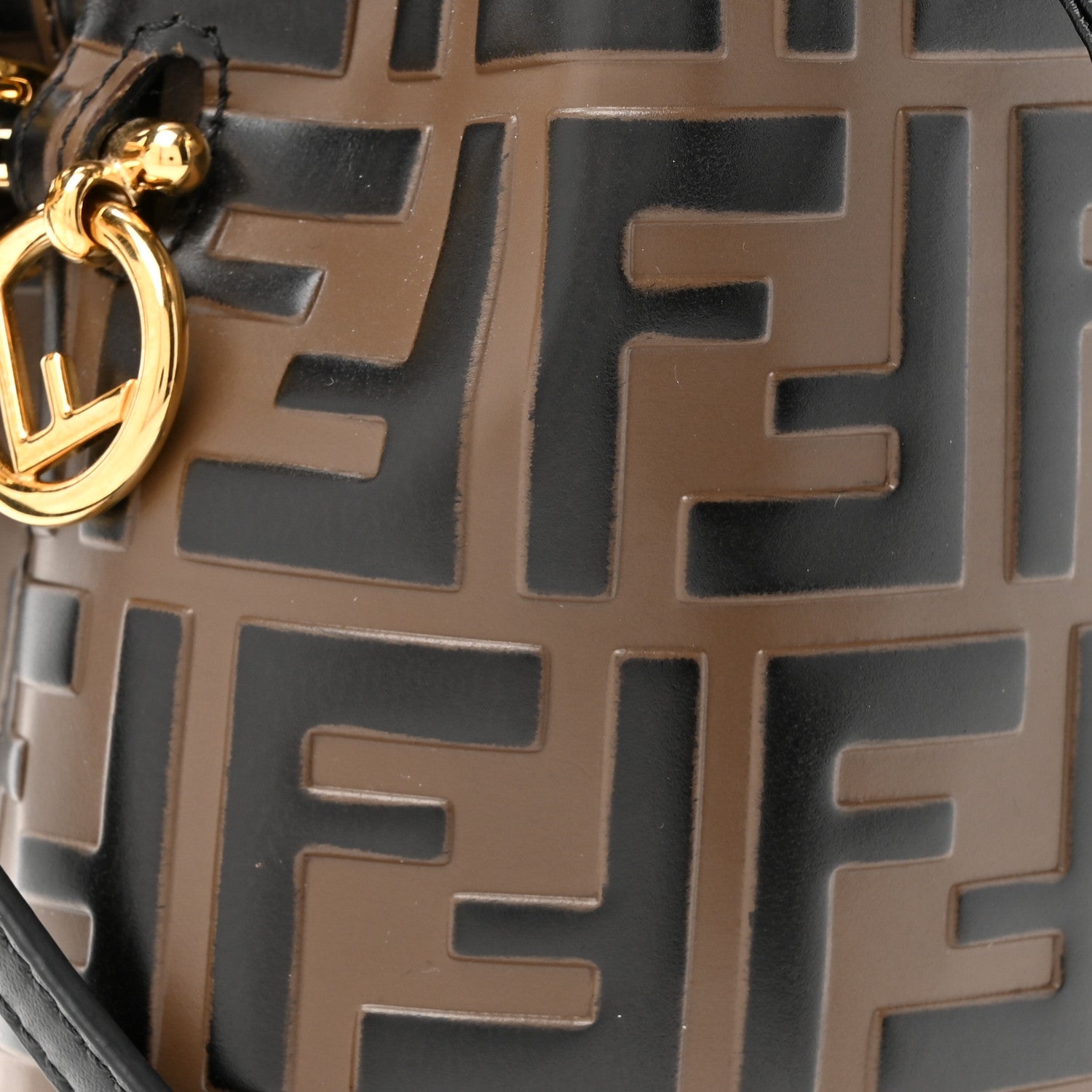 Fendi Vitello Liberty F is Fendi Bi-Color FF 1974 Embossed Mini Mon Tresor Bucket Bag Maya Black 8 of 10
