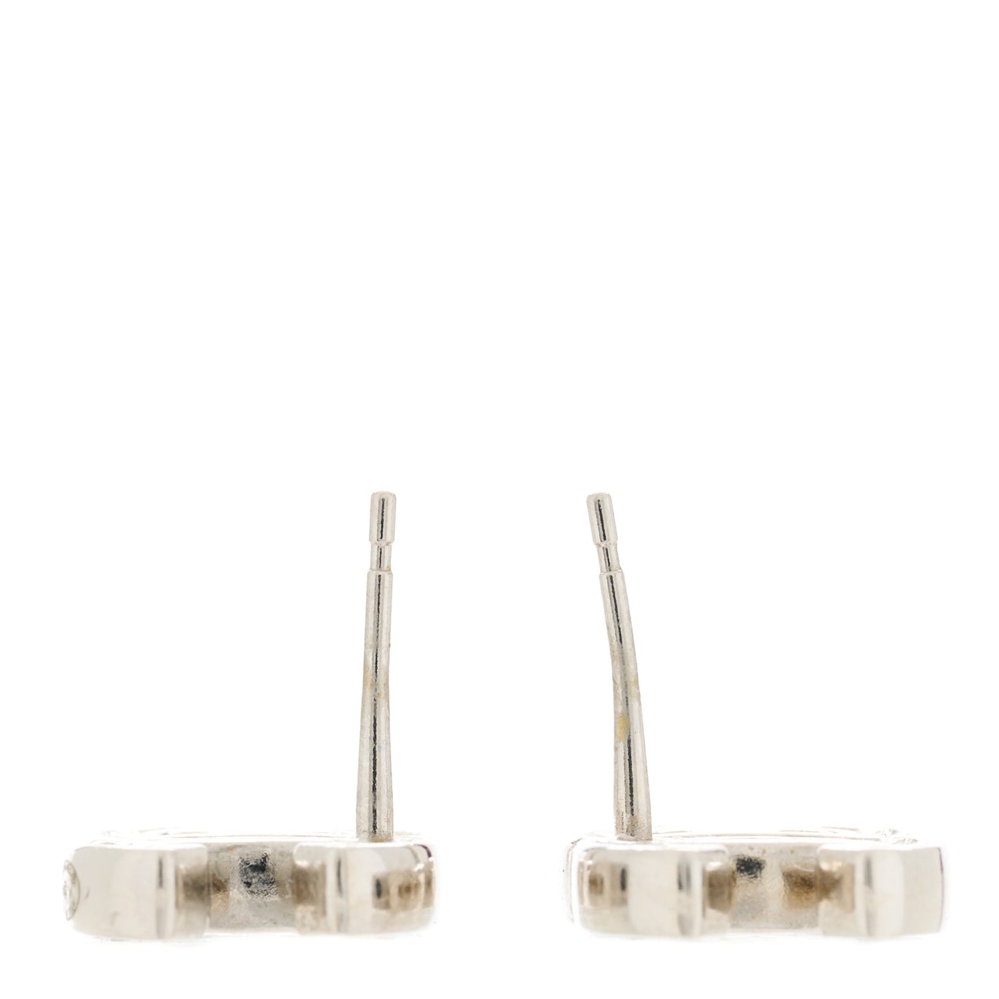 Baguette Crystal CC Earrings Silver Grey