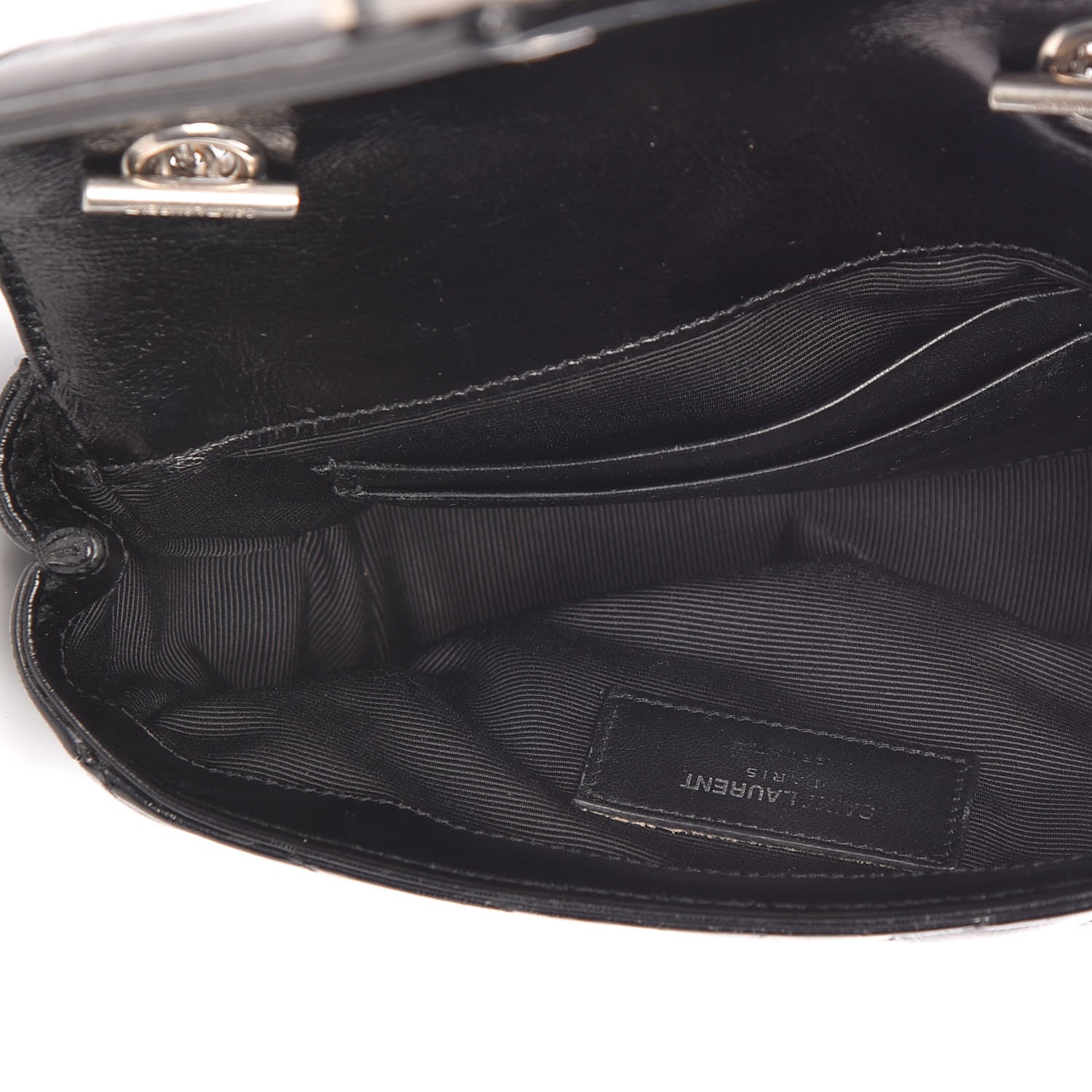 Saint Laurent Sheepskin Matelasse Chevron Monogram Classic Baby Chain Bag Black 5 of 10