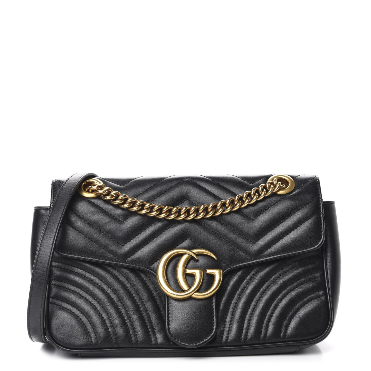 Calfskin Matelasse Small GG Marmont Shoulder Bag Black