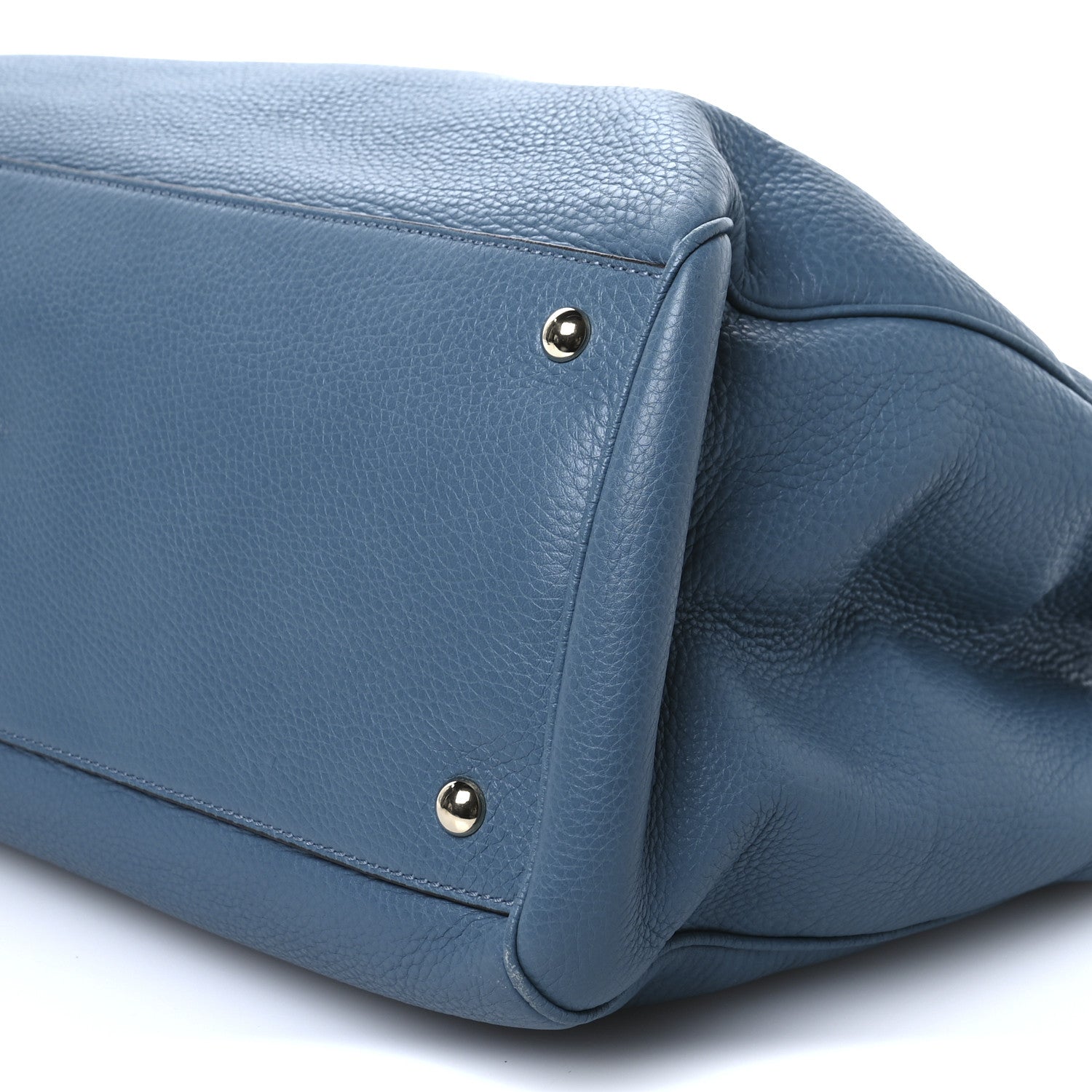 Gucci Pebbled Calfskin Large Bamboo Shopper Tote Light Blue 9 of 12