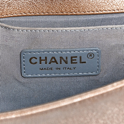 Chanel Metallic Lambskin Small Golden CC Boy Flap Dark Gold 5 of 9