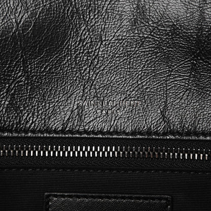 Saint Laurent Crinkled Calfskin Matelasse Monogram Medium Niki Chain Satchel Black 6 of 7