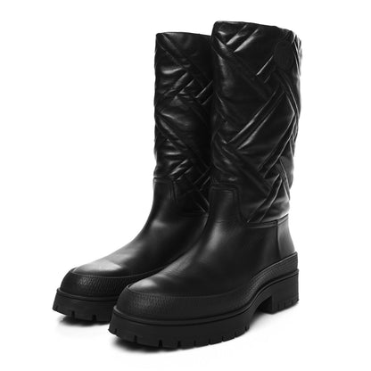 Hermes Suede Goatskin Quilted Fuji Boots 40 Black 3 of 7