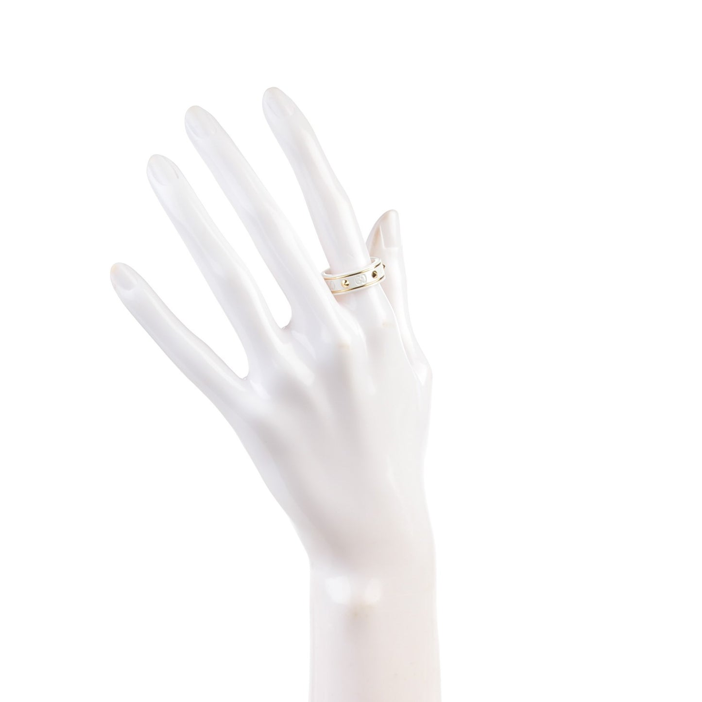 18K Yellow Gold Zirconia Powder 7mm Studded Icon Ring 56 7.5 White