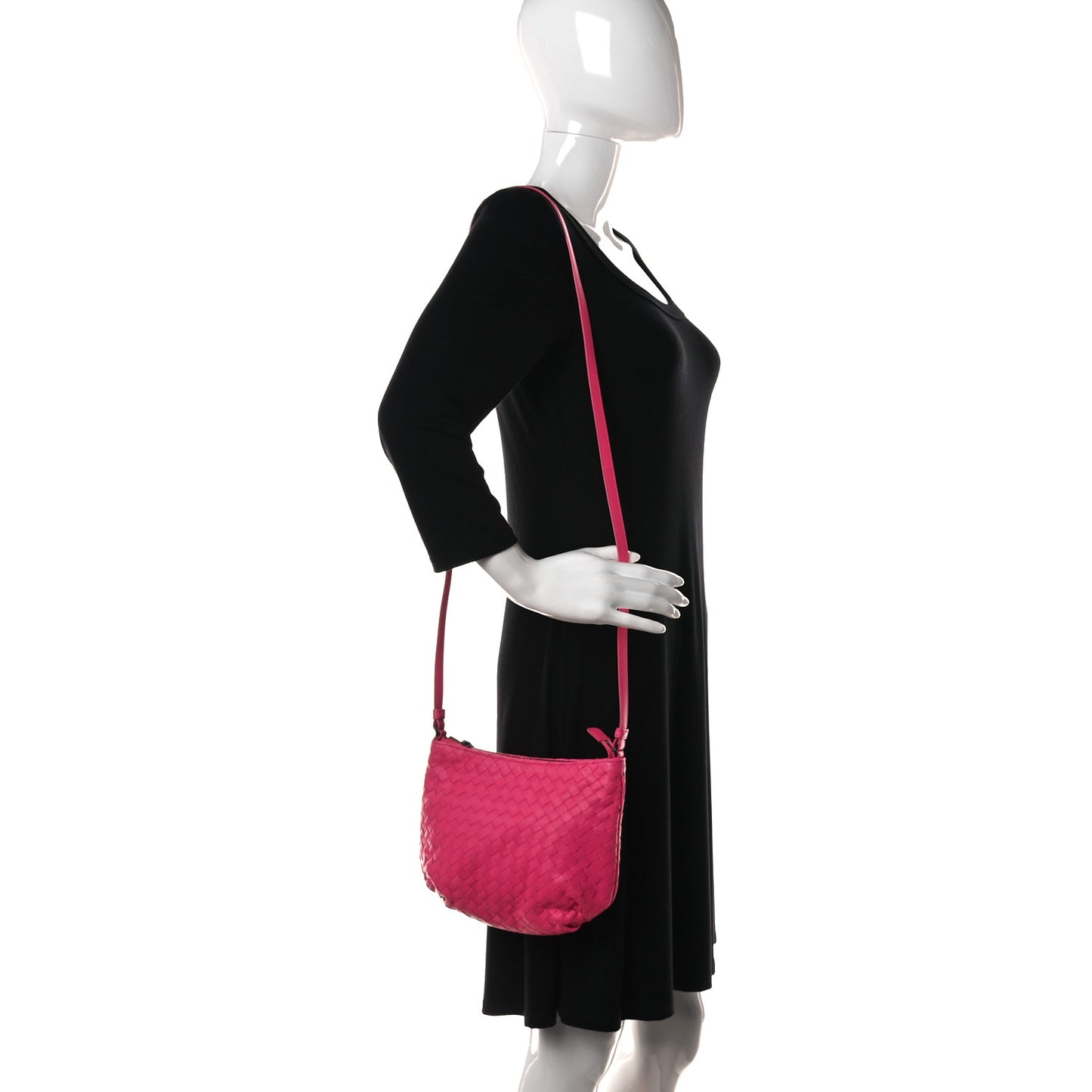 Nappa Intrecciato Crossbody Rosa Shock