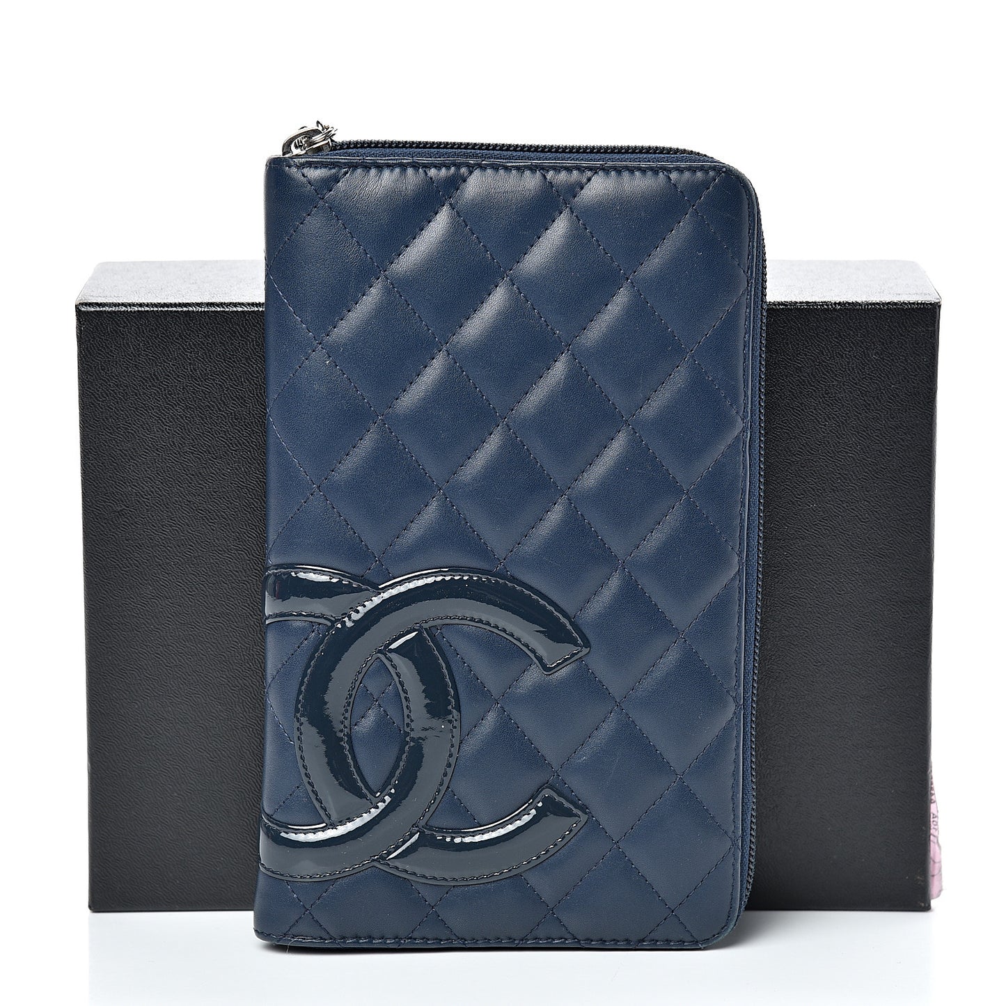 Calfskin Cambon Zip Around Organizer Wallet Navy