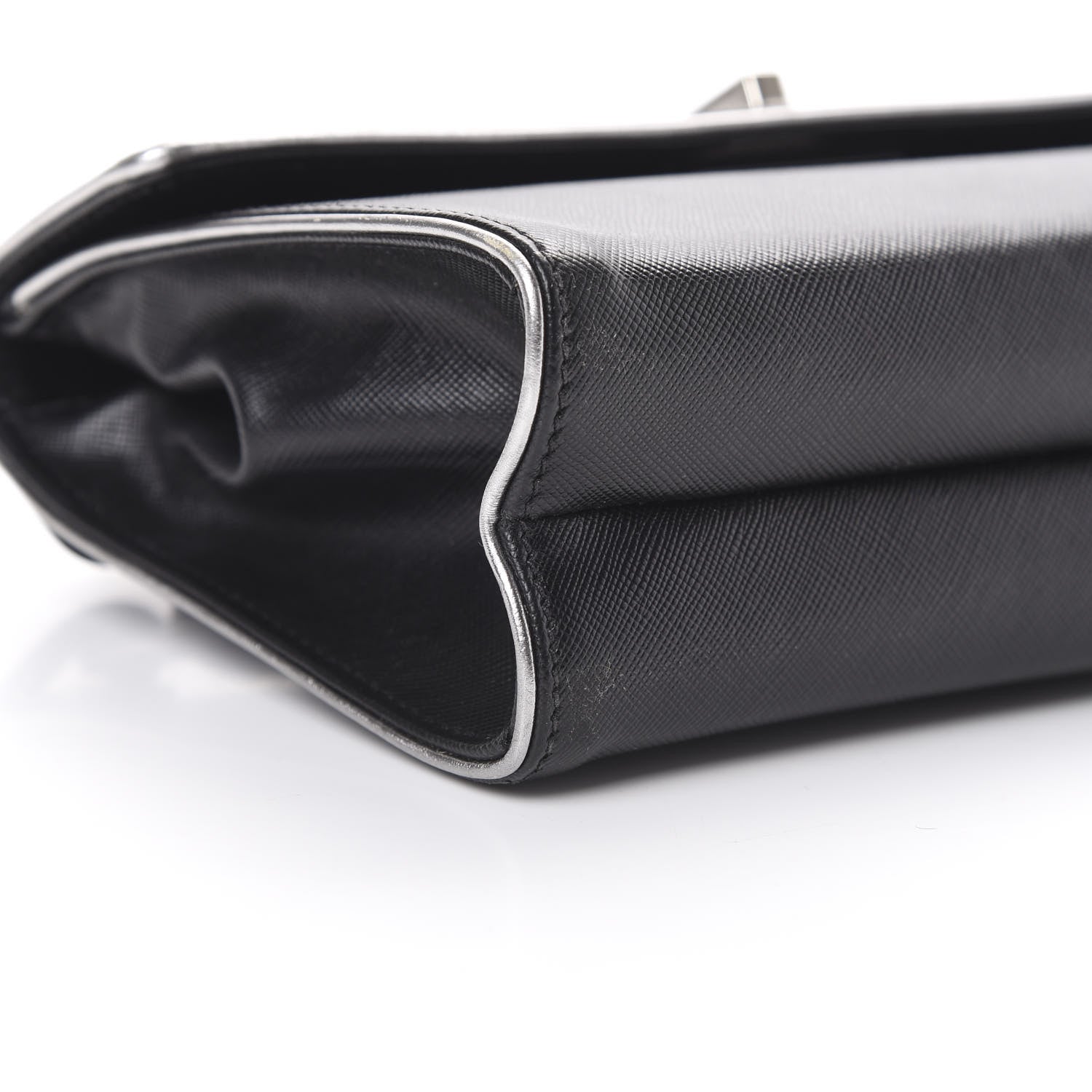 Prada Saffiano Turnlock Chain Shoulder Bag Black 9 of 12