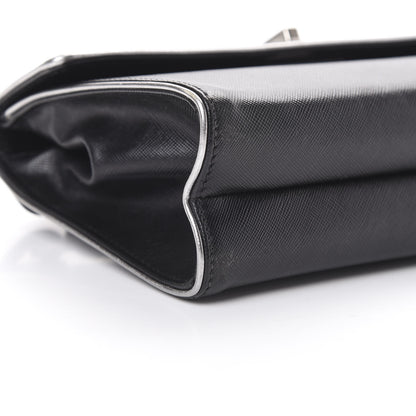 Prada Saffiano Turnlock Chain Shoulder Bag Black 9 of 12