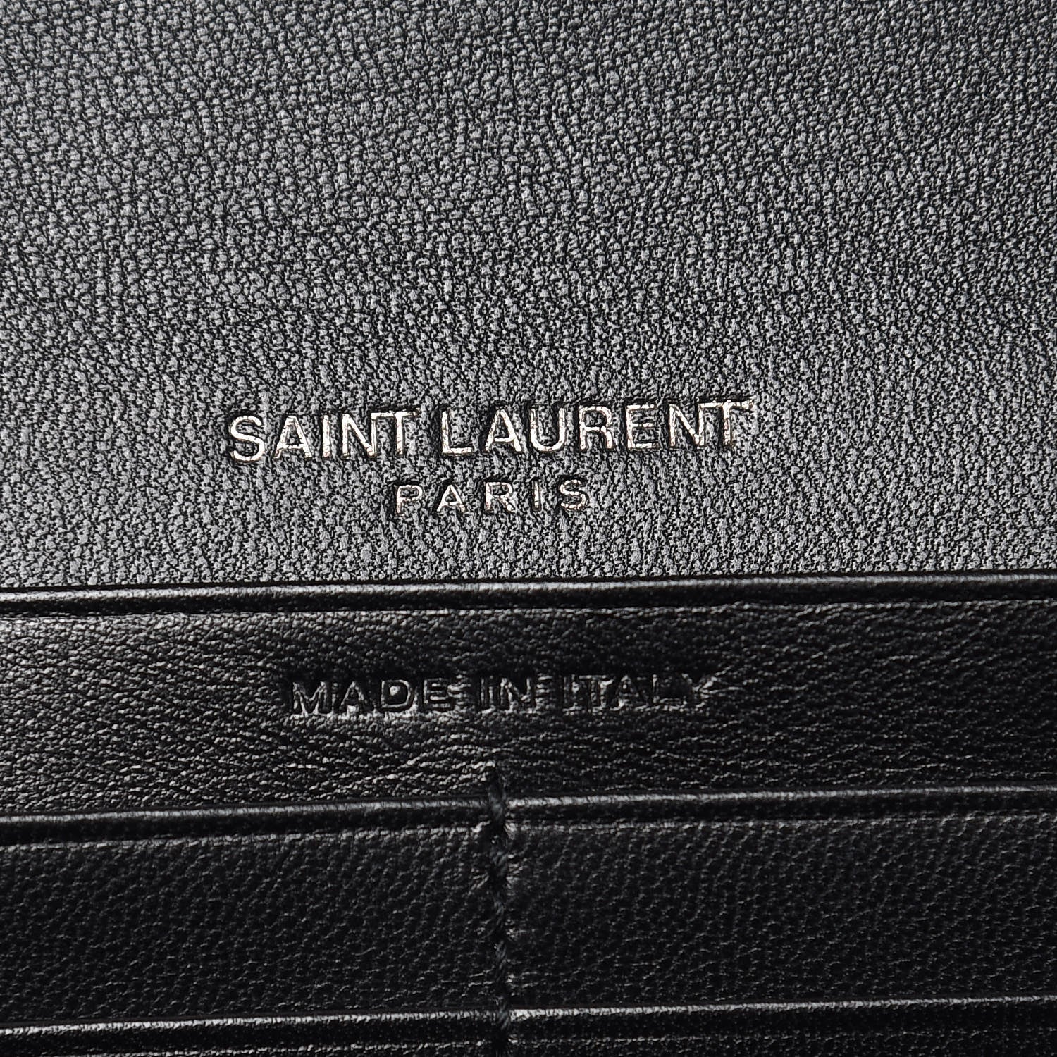 Saint Laurent Patent Glitter Striped Classic Monogram Cassandre Wallet Black Silver 6 of 10