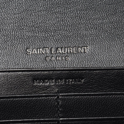 Saint Laurent Patent Glitter Striped Classic Monogram Cassandre Wallet Black Silver 6 of 10