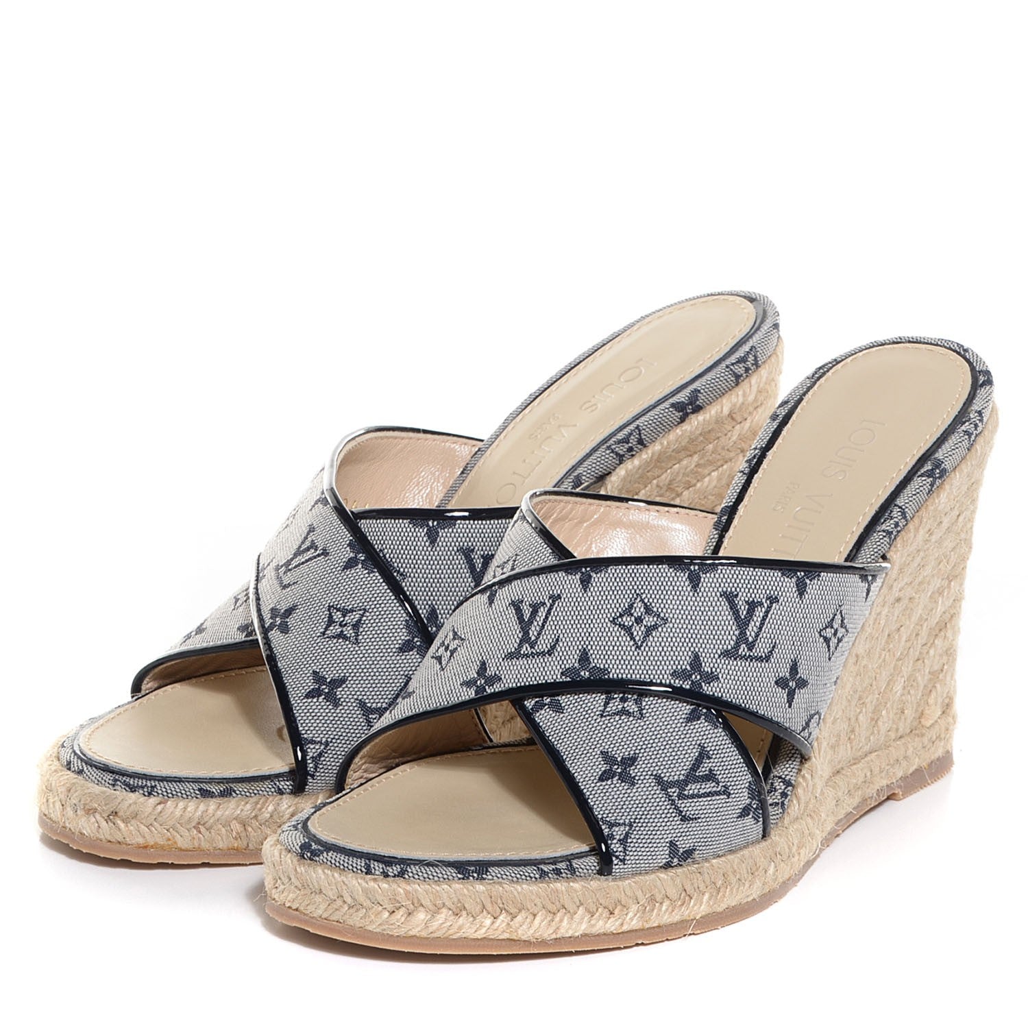 Louis Vuitton Mini Monogram Ibiza Open Toe Mules 37 Blue Nuit 3 of 8