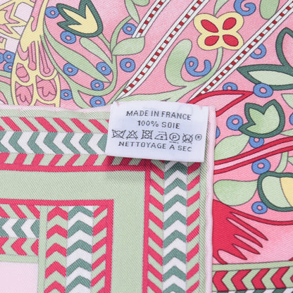 Hermes Silk Selle Des Steppes Scarf 90 Rose Pale Bleu Jean 5 of 8