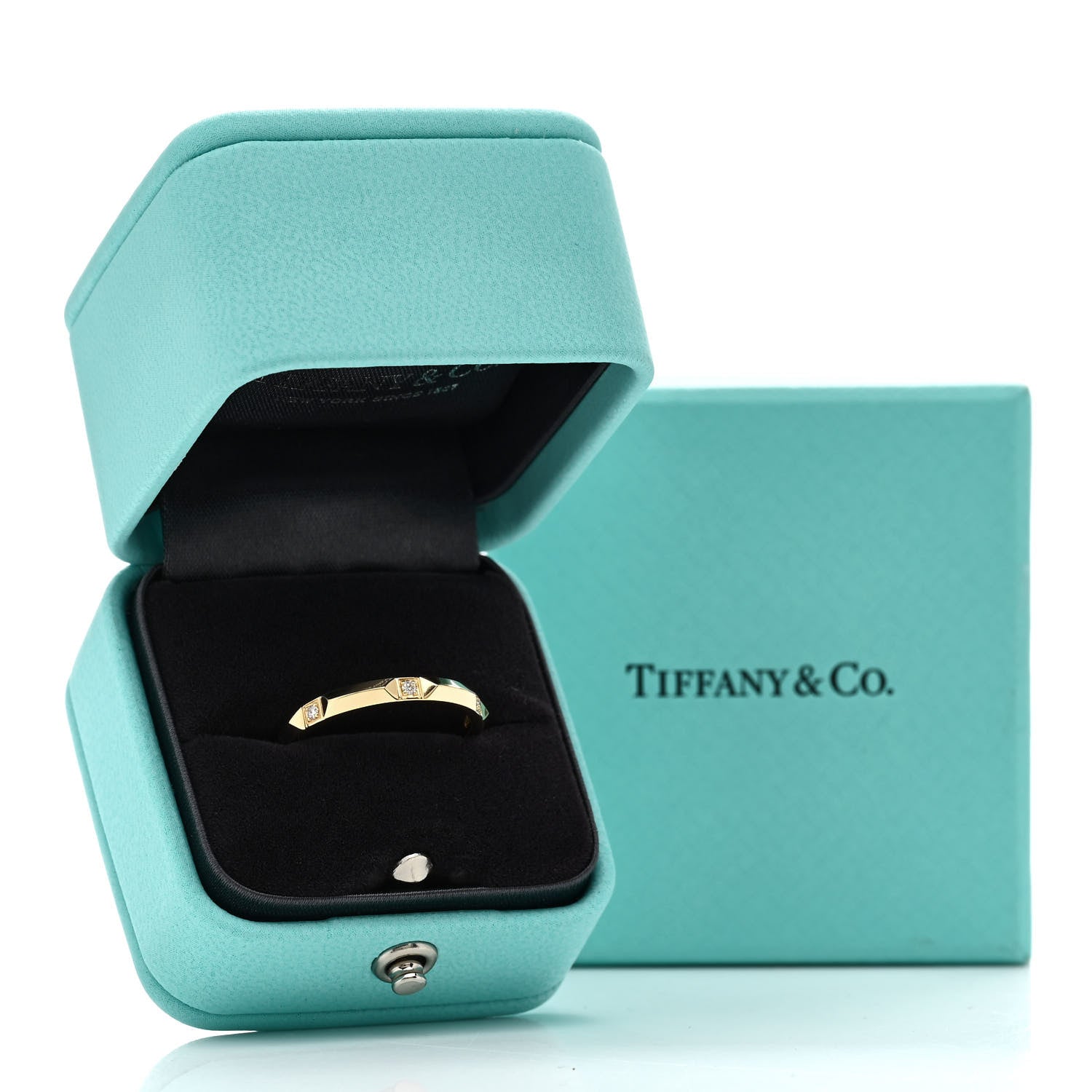Tiffany 18K Yellow Gold Diamond 2.5mm Tiffany True Band Ring 56 7.5 5 of 5