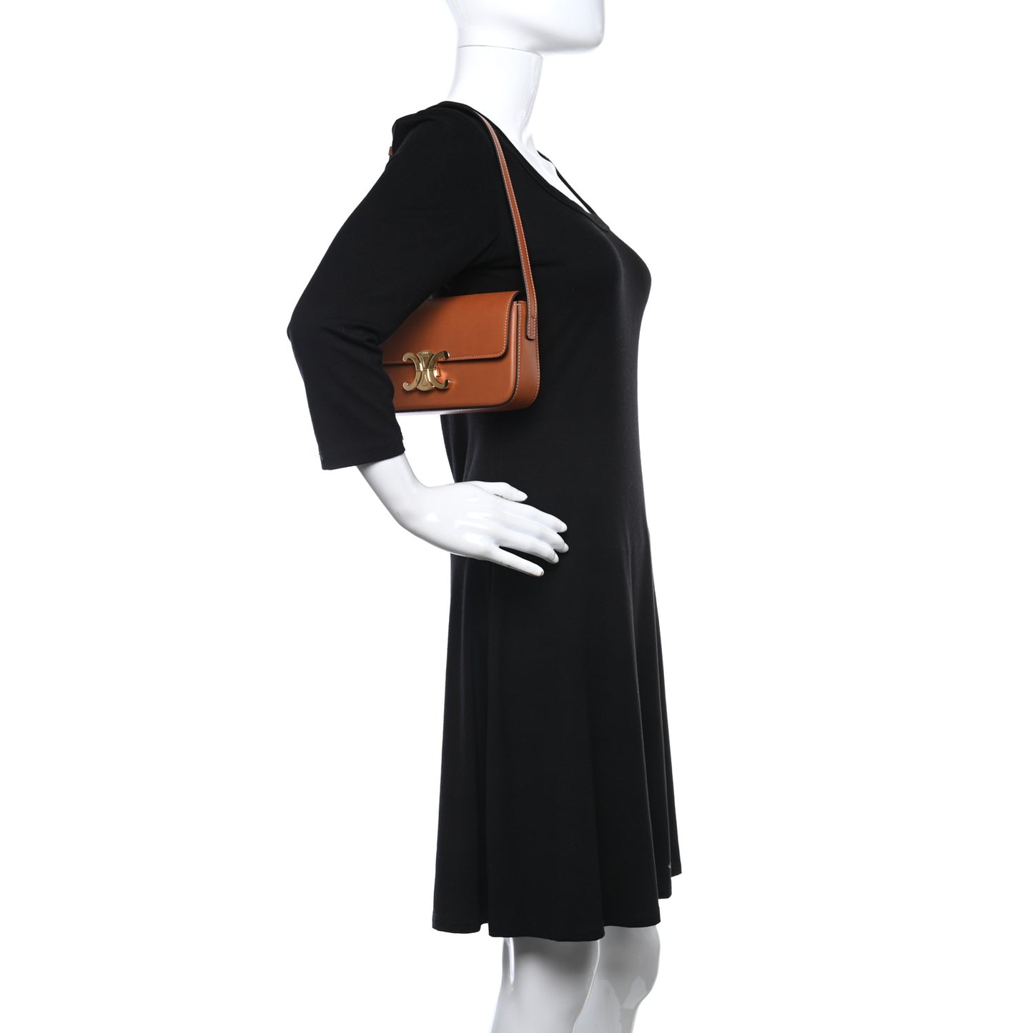 Natural Calfskin Triomphe Shoulder Bag Tan