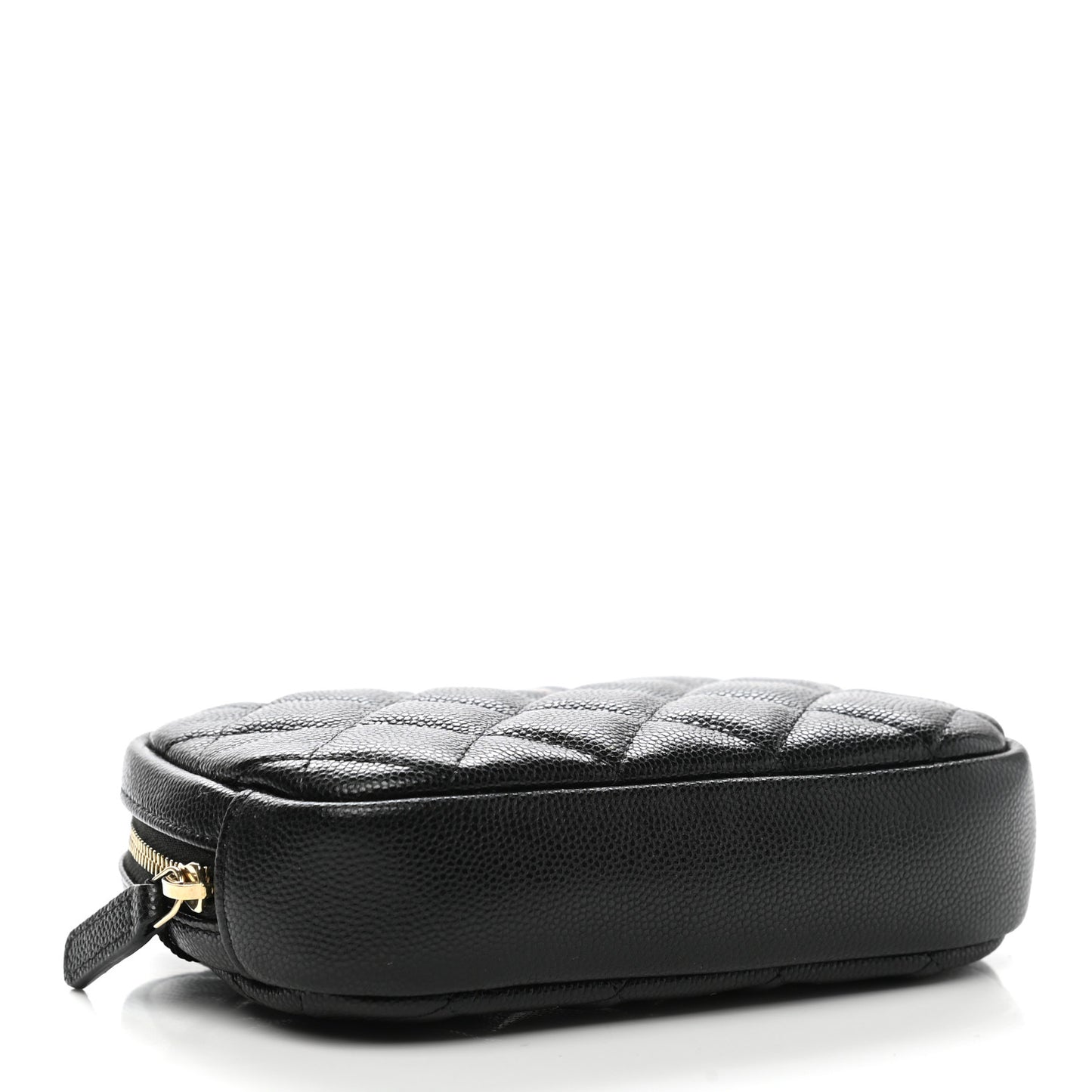 Caviar Quilted Small Curvy Pouch Cosmetic Case Black