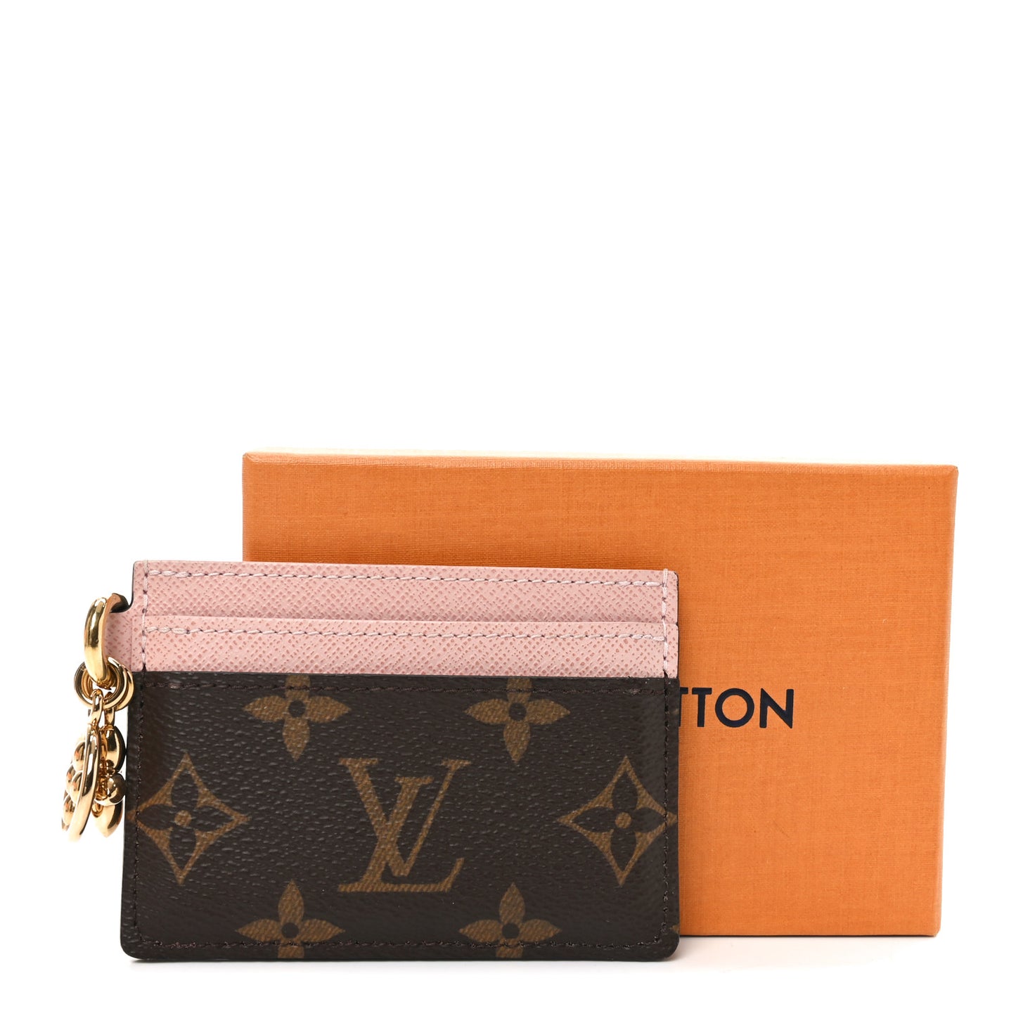 Monogram LV Charms Card Holder Rose Ballerine