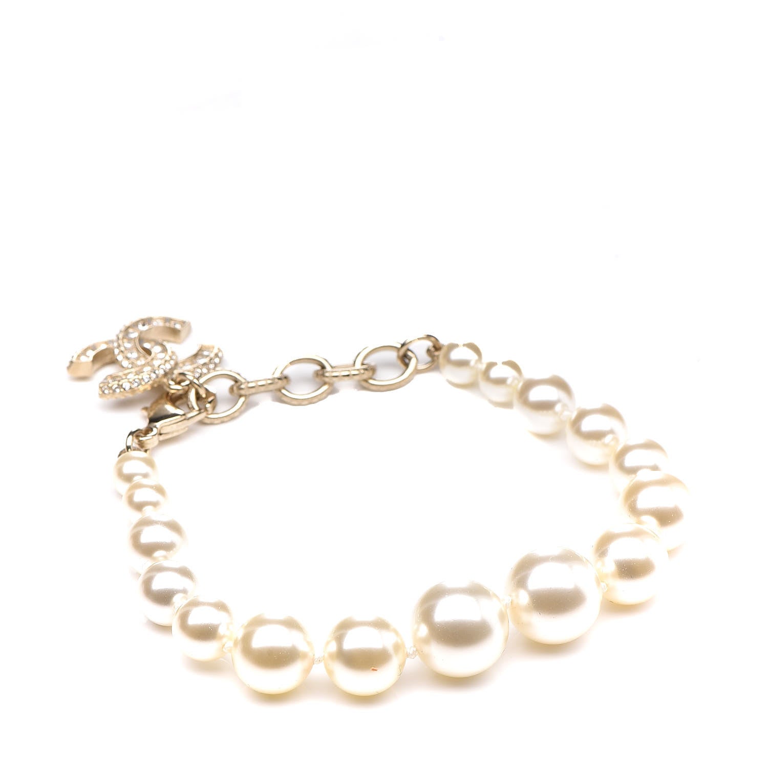 Chanel Pearl Crystal CC Bracelet Gold 3 of 6