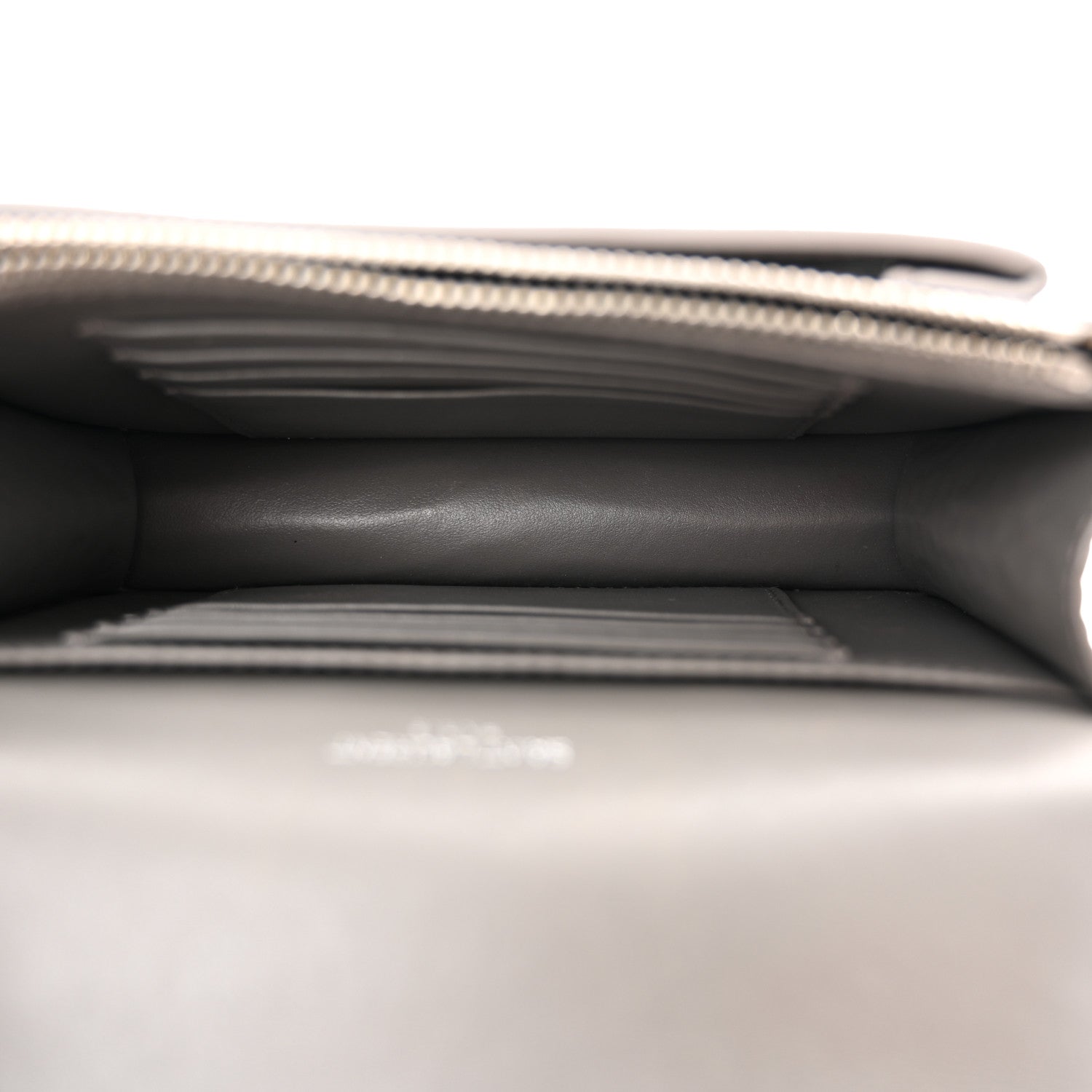 Saint Laurent Calfskin Crocodile Embossed Monogram Sunset Chain Wallet Fog 5 of 9