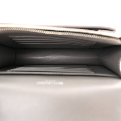 Saint Laurent Calfskin Crocodile Embossed Monogram Sunset Chain Wallet Fog 5 of 9