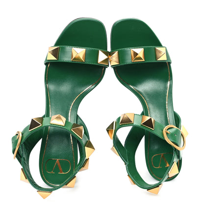 Valentino Garavani Calfskin Roman Stud 60mm Sandals 37 Brilliant Green 2 of 11