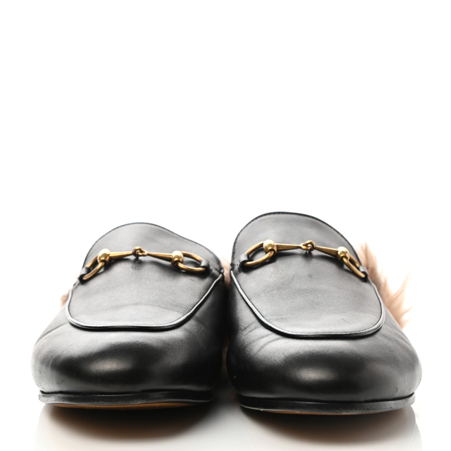 Calfskin Fur Womens Princetown Slippers 40 Black