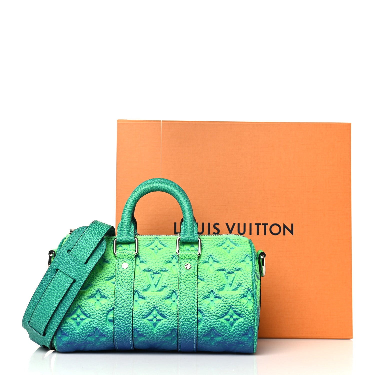 Louis Vuitton Taurillon Illusion Keepall XS Bleu Vert 10 of 10