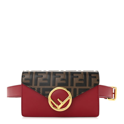 Fendi Vitello Cruise F is Fendi Bi-Color FF 1974 Embossed Envelope Belt Bag Maya Black Fragola 1 of 10