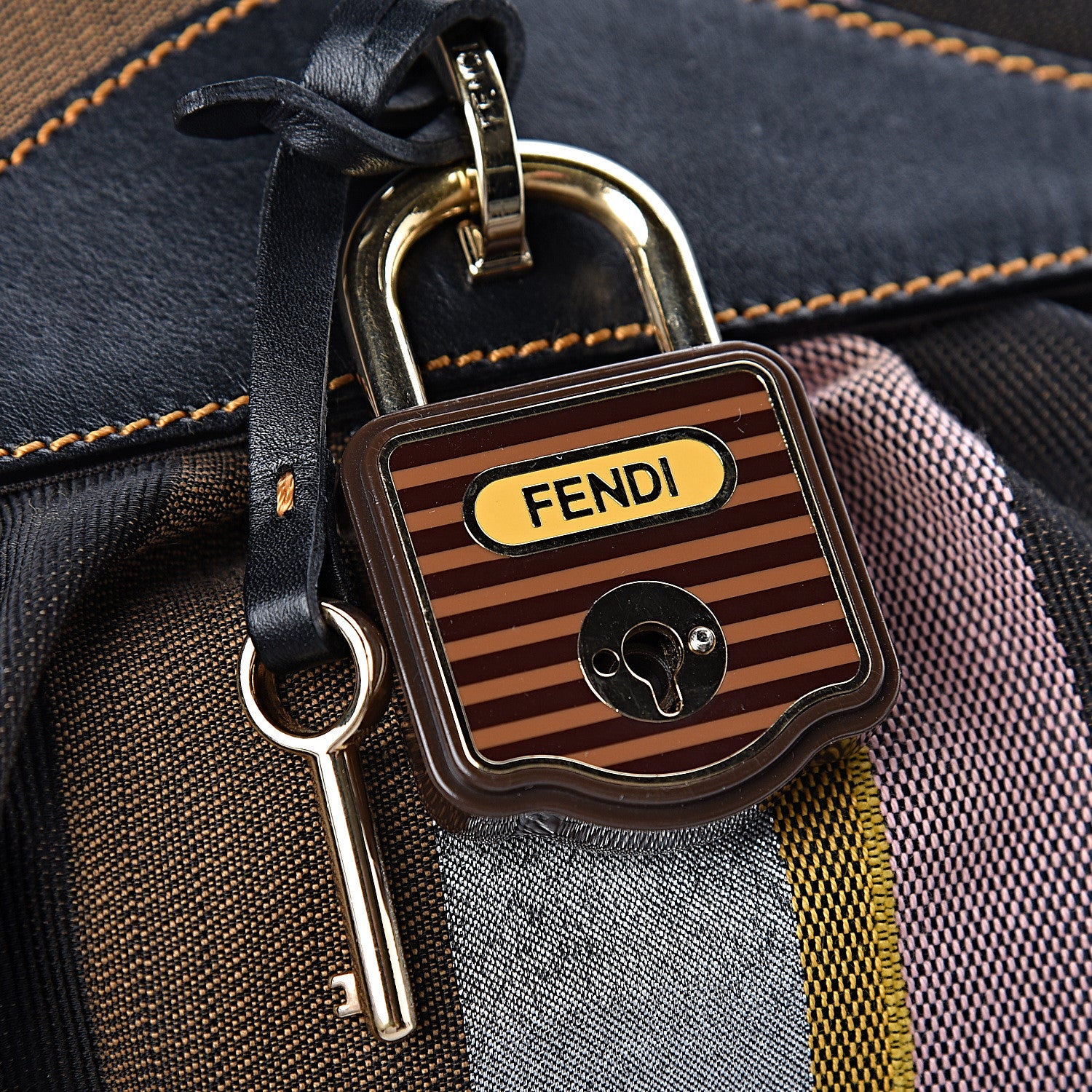 Fendi Pequin Large Chef Shoulder Bag Multicolor Rosa Black 10 of 10