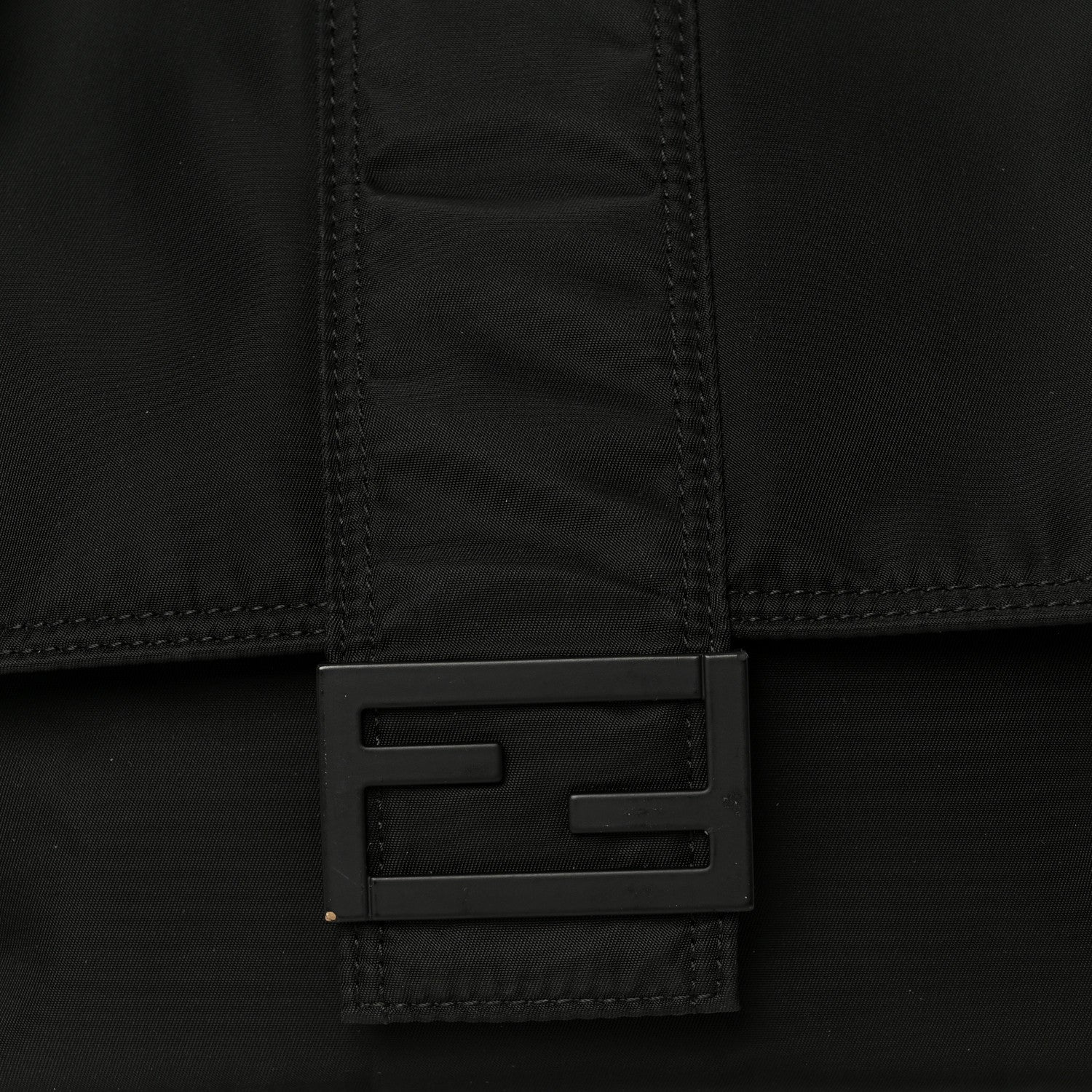 Fendi Econyl Nylon Cuoio Romano Monochrome Medium Baguette Messenger Bag Black 10 of 12