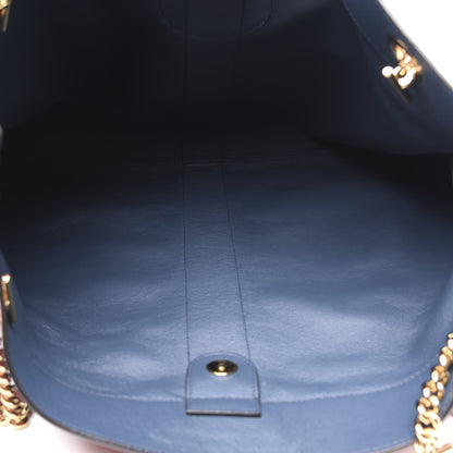 Gucci Suede Calfskin Large Rajah Chain Tote New Blue Romantic Cherry 5 of 13