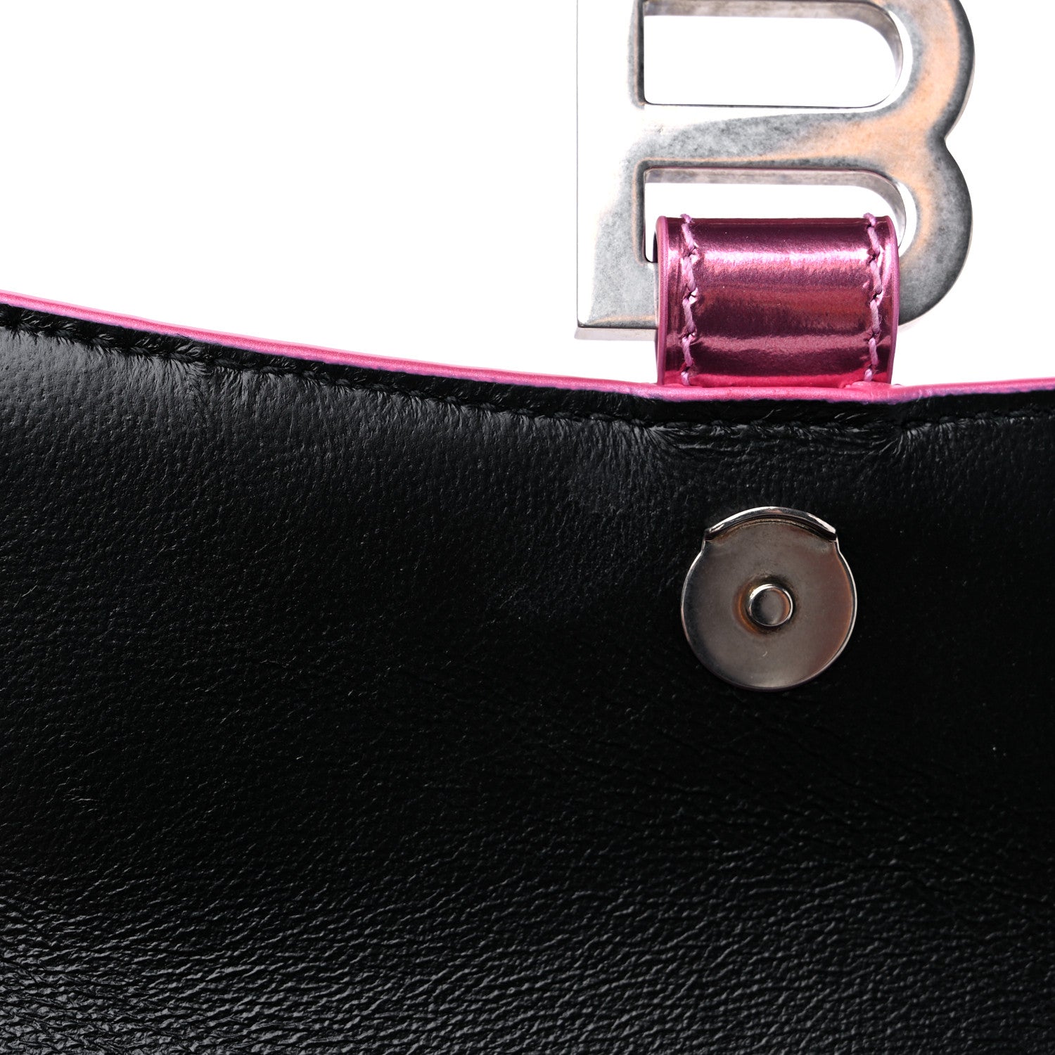 Balenciaga Metallic Shiny Calfskin Crocodile Embossed Hourglass Chain Bag Pink 9 of 10
