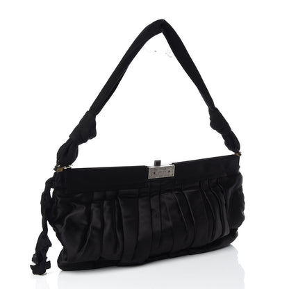 Lanvin Satin Pleated Shoulder Bag Black 3 of 8