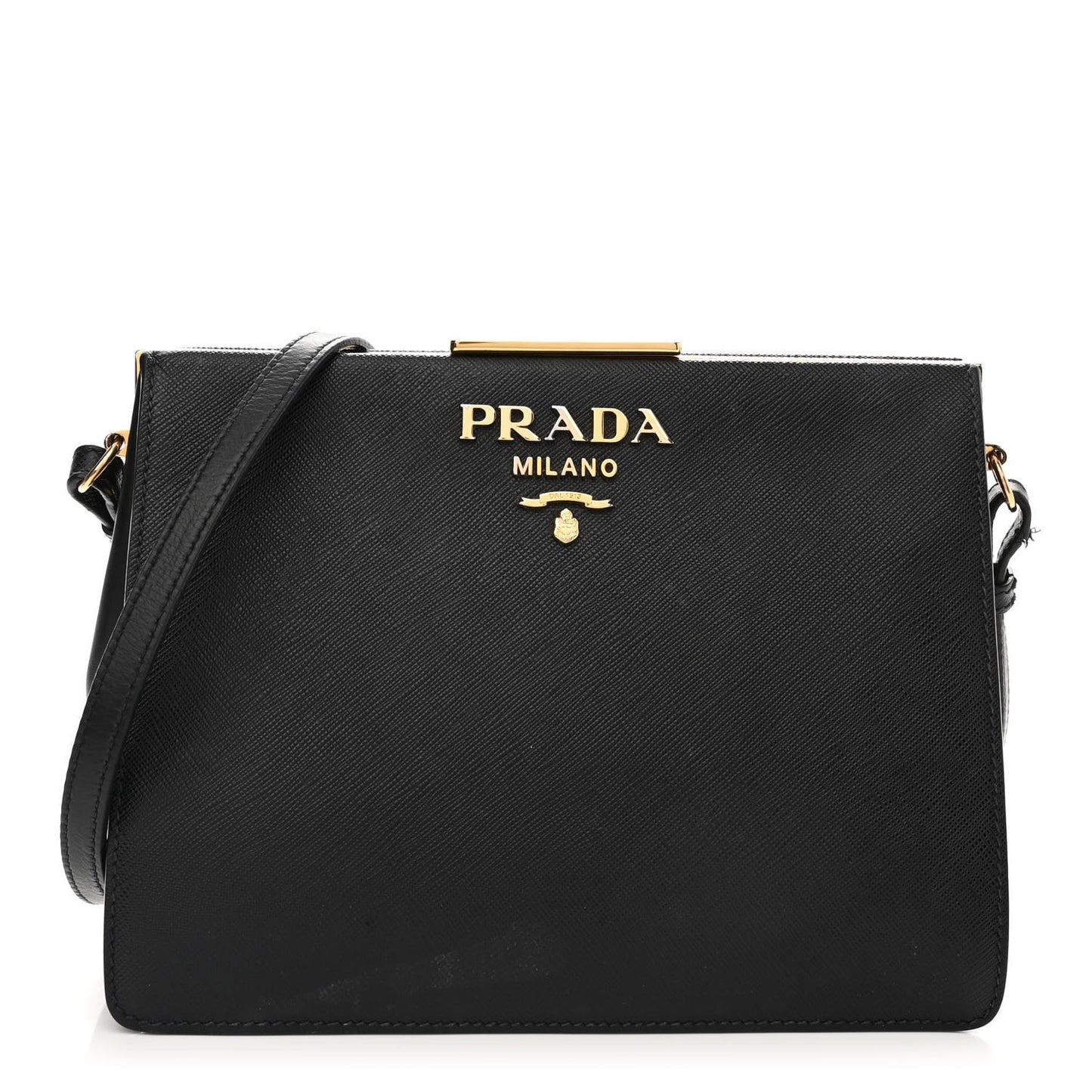 Saffiano City Calfskin Light Frame Bag Black