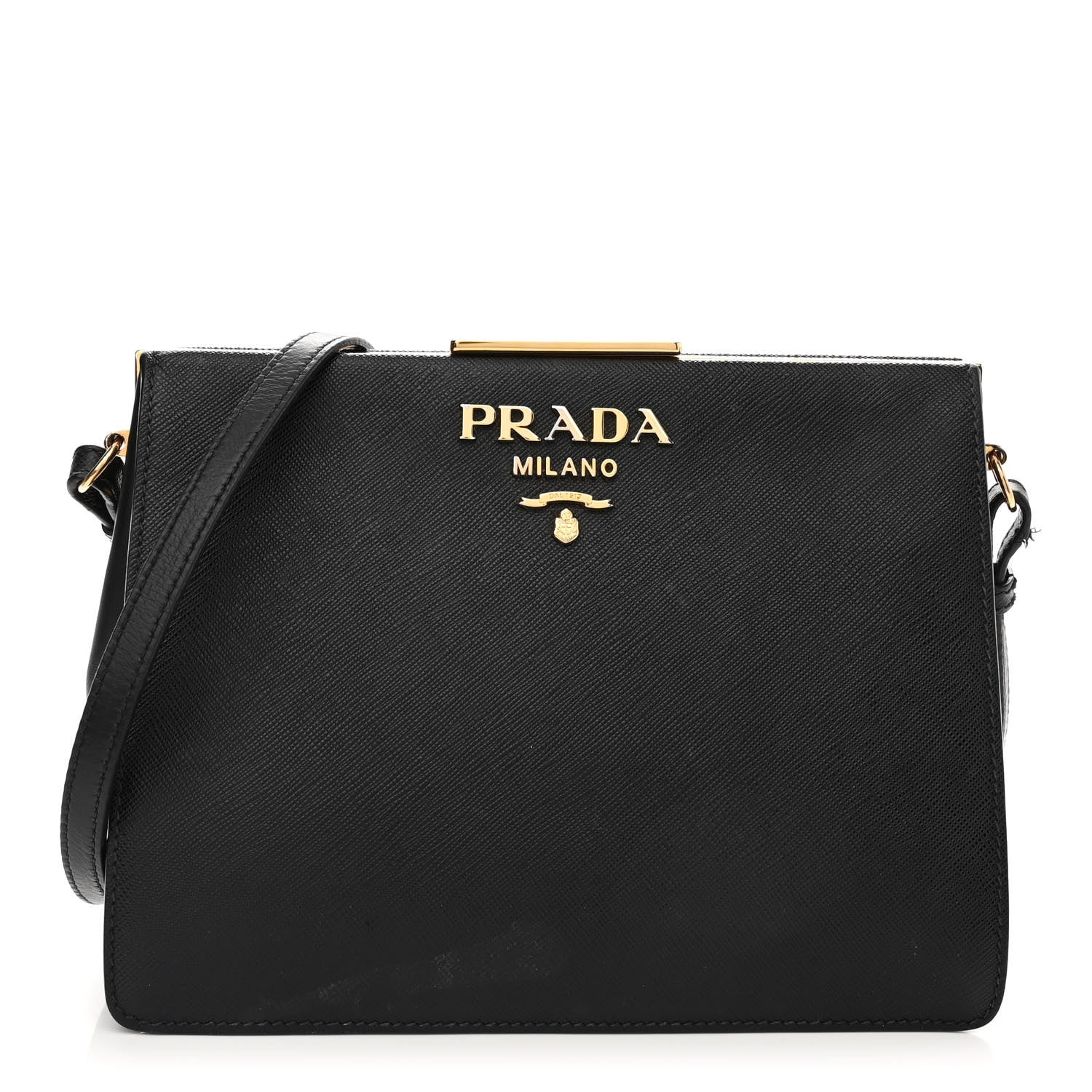 Prada Saffiano City Calfskin Light Frame Bag Black 1 of 17