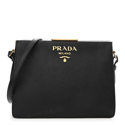Prada Saffiano City Calfskin Light Frame Bag Black 1 of 17